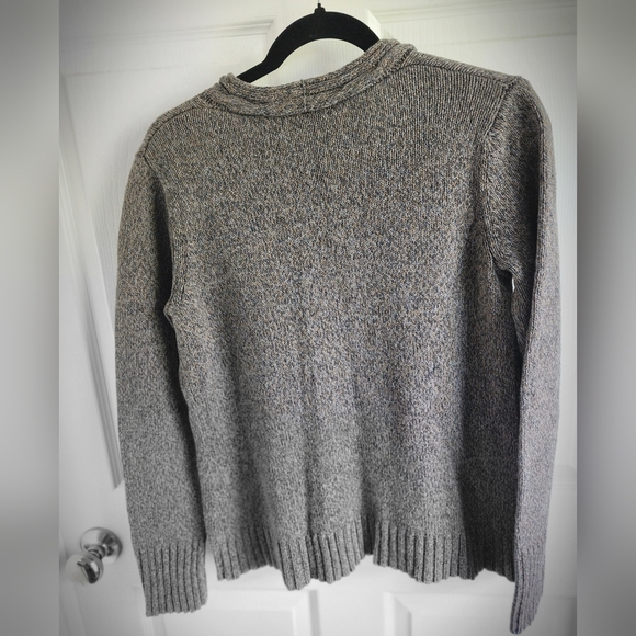 Vintage Cotton Ginny Heathered Brown Knit Cable Knit V-neck Sweater Sz Large - Picture 2 of 8